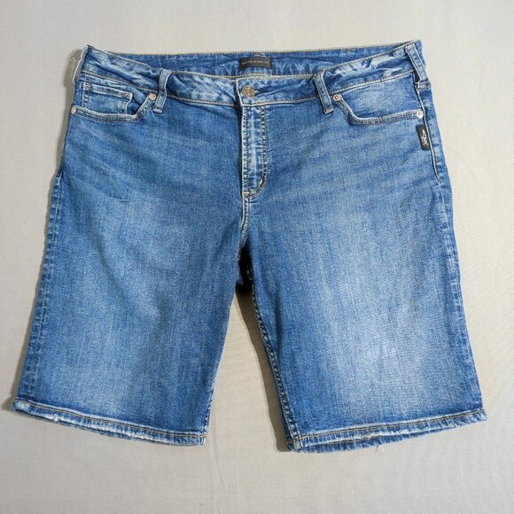 Silver Jeans Bermuda shorts women's size 34 denim blue colour Elyse straight - Picture 1 of 13